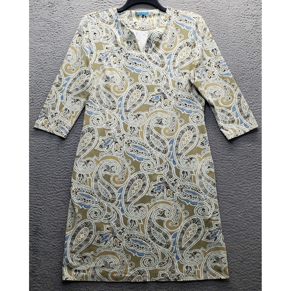 J. McLaughlin Catalina Cloth Sheath Dress Womens XL Multi Paisley 3/4 Sleeve
